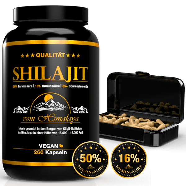 Shilajit 260 Kapseln | 10:1 Extrakt (=15.000mg Shilajit pro Dosis)